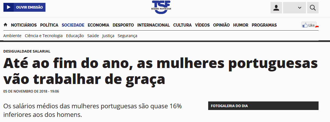 Até ao fim do ano, as mulheres portuguesas vão trabalhar de graça