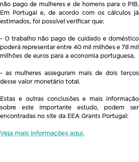 não pago de mulheres e de homens para o PIB  Em Portugal e, de acordo com os cálculos já estimados, foi possível veri   