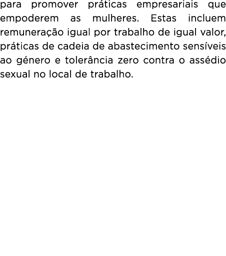 para promover pr ticas empresariais que empoderem as mulheres. Estas incluem remunera o igual por trabalho de igual ...